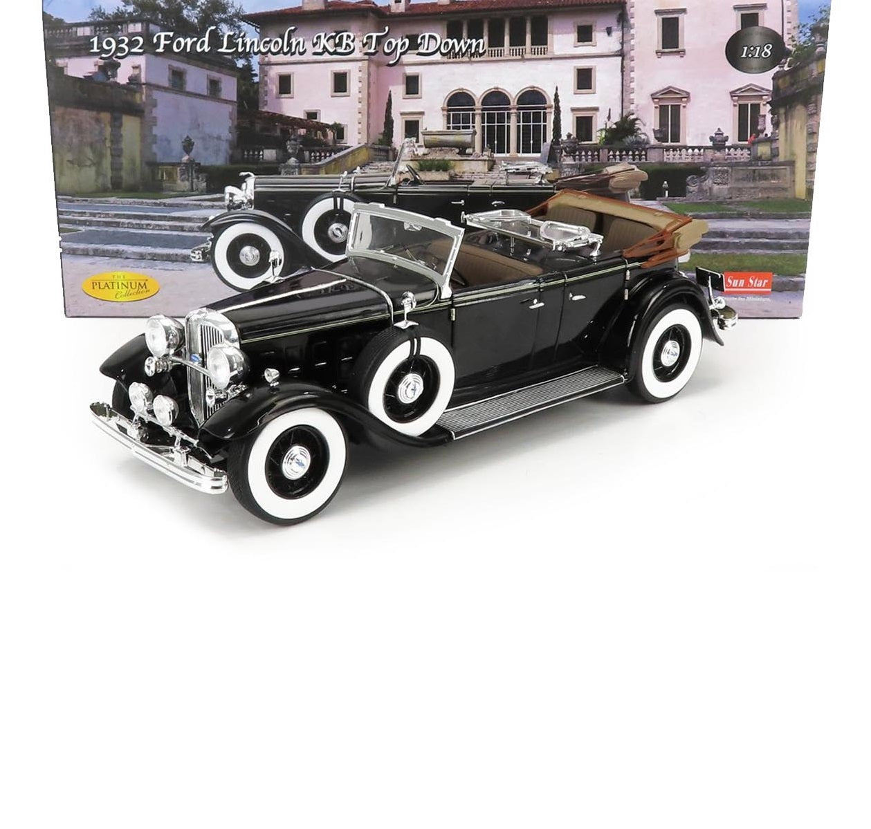 1932 FORD USA LINCOLN KB CABRIOLET OPEN BLACK 1:18 SCALE