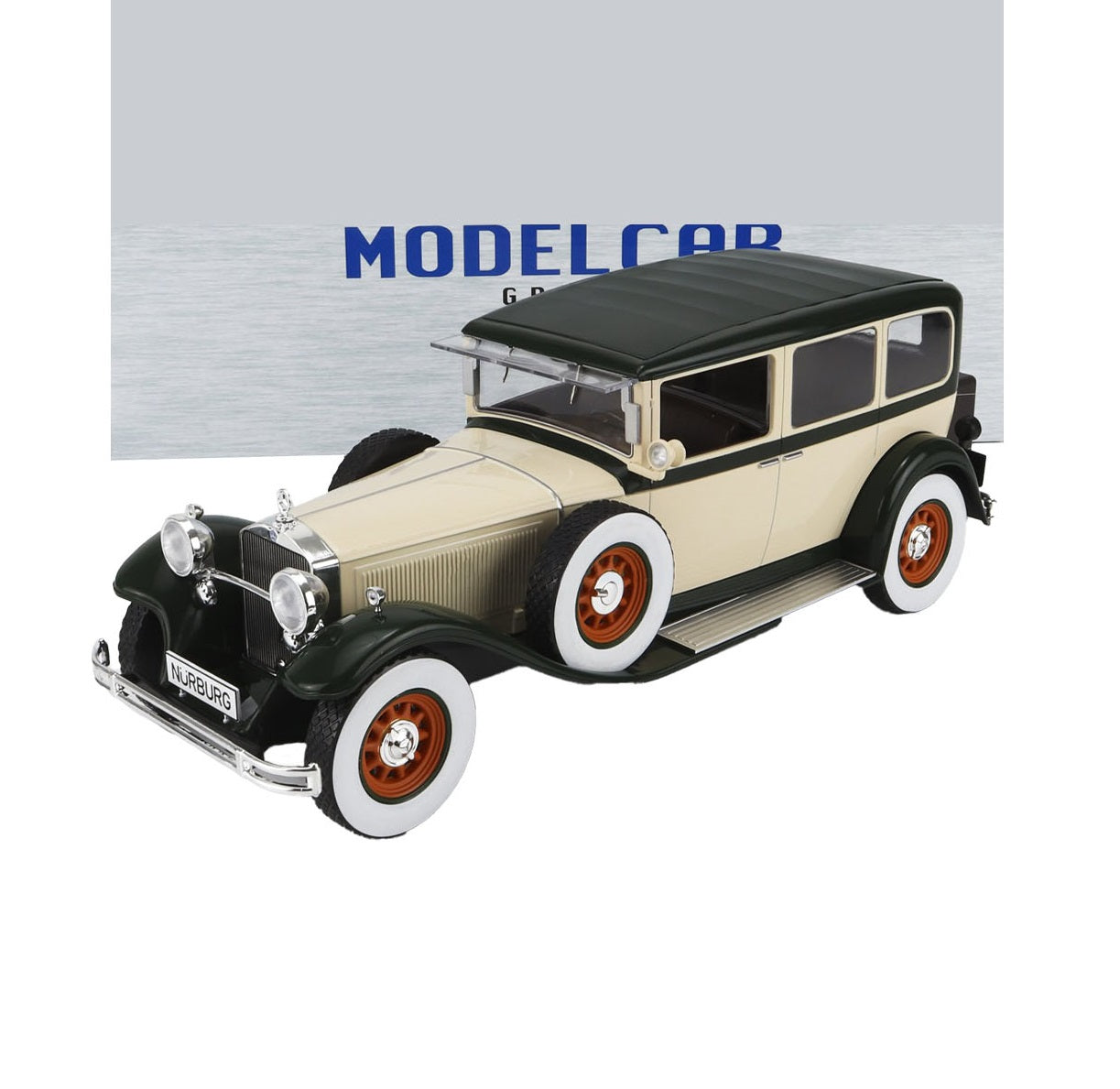 Modellino Mercedes-Benz Typ Nürburg 460/460K 1928 Scala 1:18 – MCG, Beige/verde - Foto 3