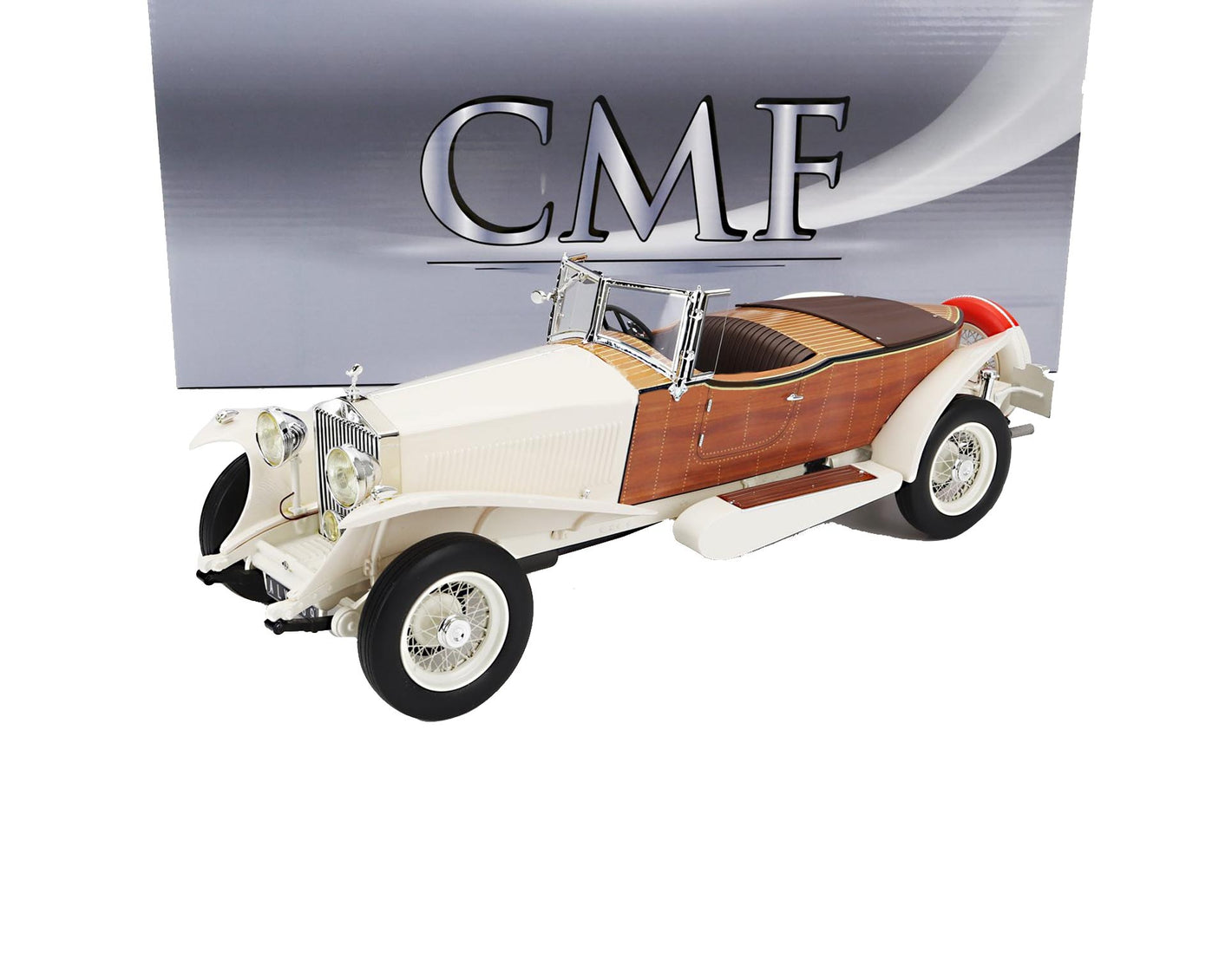 1932 ROLLS ROYCE PHANTOM II TOURER SPIDER OPEN WHITE WOOD 1:18 SCALE