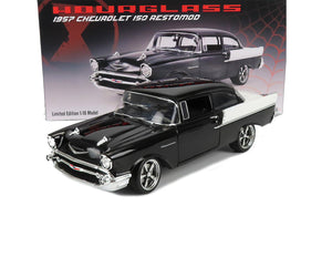 1957 CHEVROLET 150 RESTOMOD "HOURGLASS" BLACK & WHITE 1:18 SCALE ACME A1807012