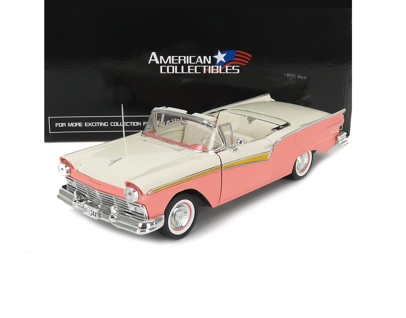 1957 FORD FAIRLANE 500 SKYLINER CORAL COLONIAL WHITE 1:18 SCALE