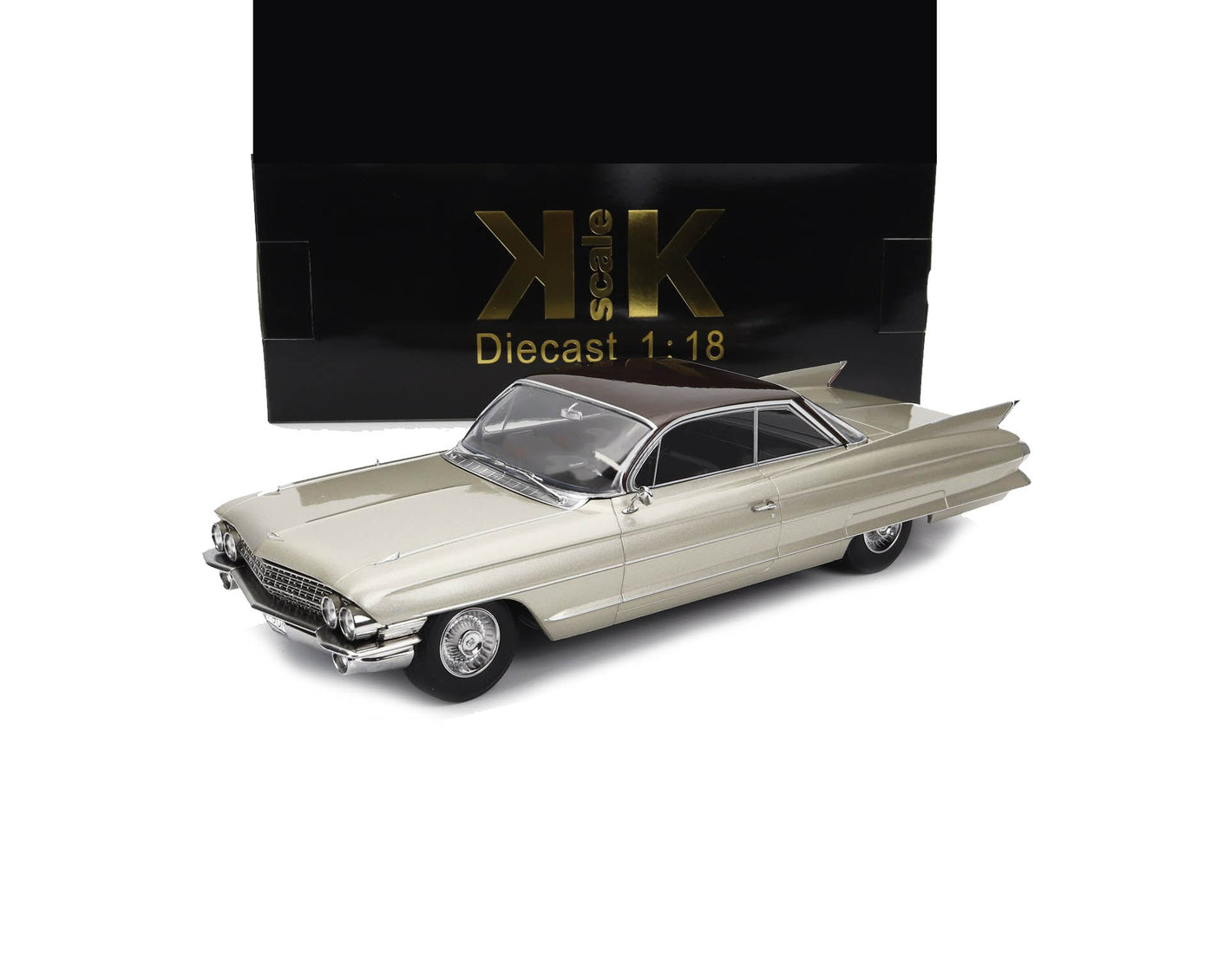 1961 CADILLAC SERIES 62 COUPE DEVILLE BEIGE BROWN 1:18 SCALE