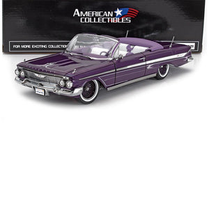 1961 CHEVROLET IMPALA LOWRIDER CABRIOLET OPEN PURPLE 1:18 SCALE