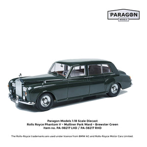 1964 ROLLS ROYCE PHANTOM V ((BREWSTER GREEN)) 1:18 SCALE BY PARAGON 98217