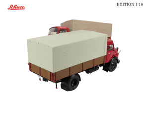 1966 MERCEDES BENZ L911 TRUCK TELONATO RED WITH CANVAS TOP 1:18 SCALE