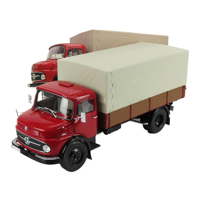 1966 MERCEDES BENZ L911 TRUCK TELONATO RED WITH CANVAS TOP 1:18 SCALE