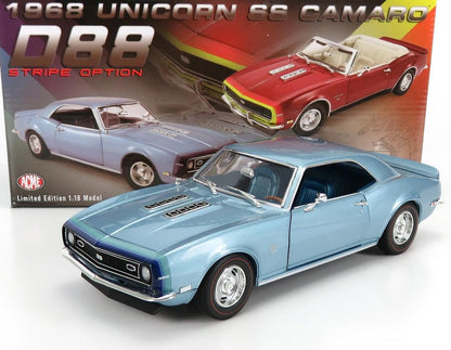 1968 CHEVROLET CAMARO SS "UNICORN" BLUE W/D88 STRIPES 1:18 SCALE