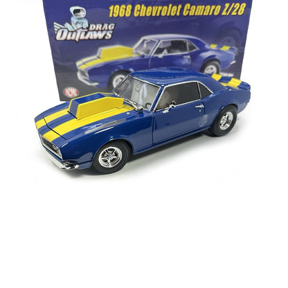 1968 CHEVROLET CAMARO Z-28 DRAG OUTLAWS BLUE W/YELLOW STRIPS 1:18 SCALE