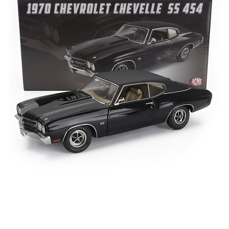 1970 CHEVROLET CHEVELLE SS 454 COUPE TUXEDO BLACK W BLACK VINYL 1:18 SCALE