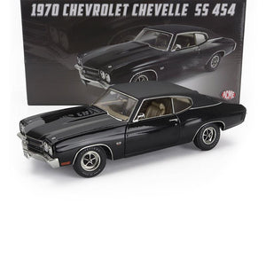 1970 CHEVROLET CHEVELLE SS 454 COUPE TUXEDO BLACK W BLACK VINYL 1:18 SCALE