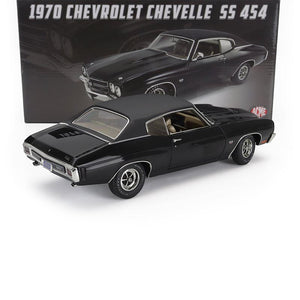 1970 CHEVROLET CHEVELLE SS 454 COUPE TUXEDO BLACK W BLACK VINYL 1:18 SCALE