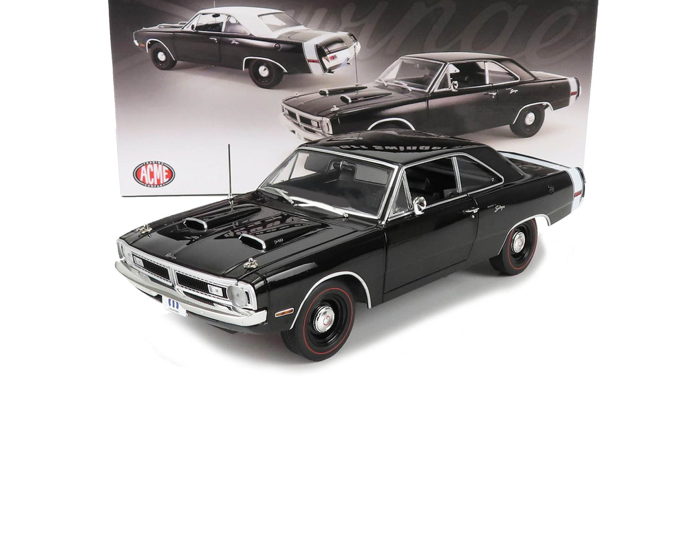 1970 DODGE DART SWINGER 340 BLACK 1:18 SCALE DIECAST BY ACME A1806407