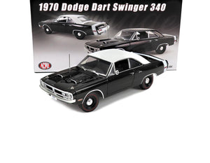 1970 DODGE DART SWINGER 340 BLACK W/WHITE VINYL TOP 1:18 SCALE ACME A1806407VT