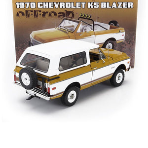 1971 CHEVROLET BLAZER K5 OFFROAD OCHRE W WHITE PANELS 1:18 SCALE