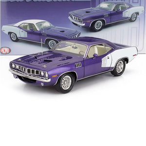 1971 PLYMOUTH CUDA 383 COUPE PURPLE WHITE 1:18 SCALE