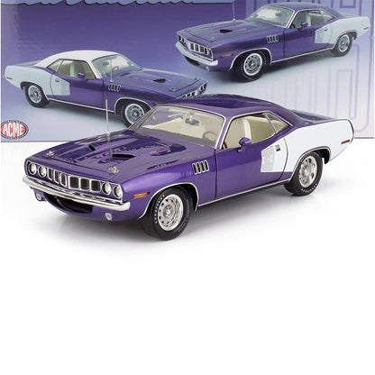 1971 PLYMOUTH CUDA 383 COUPE PURPLE WHITE 1:18 SCALE