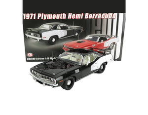 1971 PLYMOUTH HEMI CUDA BLACK & WHITE LTD 1:18 SCALE BY ACME A1806122