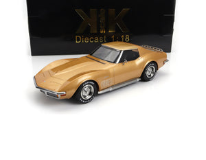 1972 CHEVROLET CORVETTE C3 WITH REMOVABLE ROOF PARTS GOLD METALLIC 1:18 SCALE