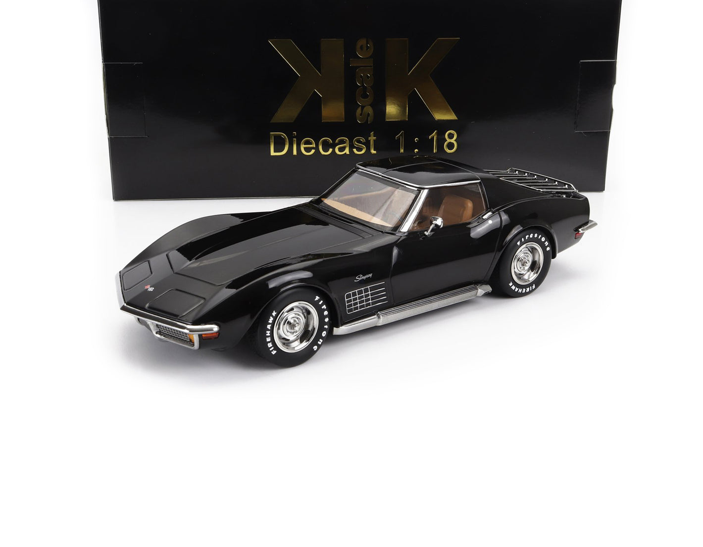 1972 CHEVROLET CORVETTE C3 WITH REMOVABLE ROOF PARTS MATTE BLACK 1:18 SCALE