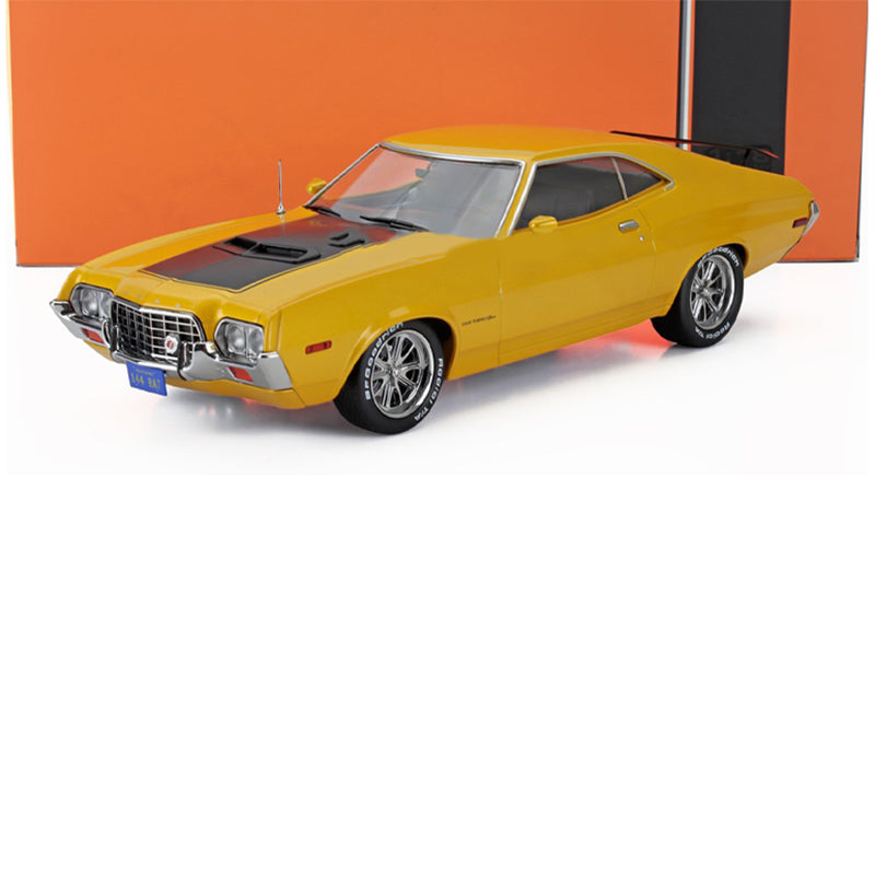 1972 FORD USA GRAN TORINO SPORT COUPE YELLOW WITH BLACK STRIPS 1:18 SCALE
