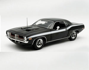 1972 PLYMOUTH CUDA 340 BLACK W WHITE STRIPING 1:18 SCALE
