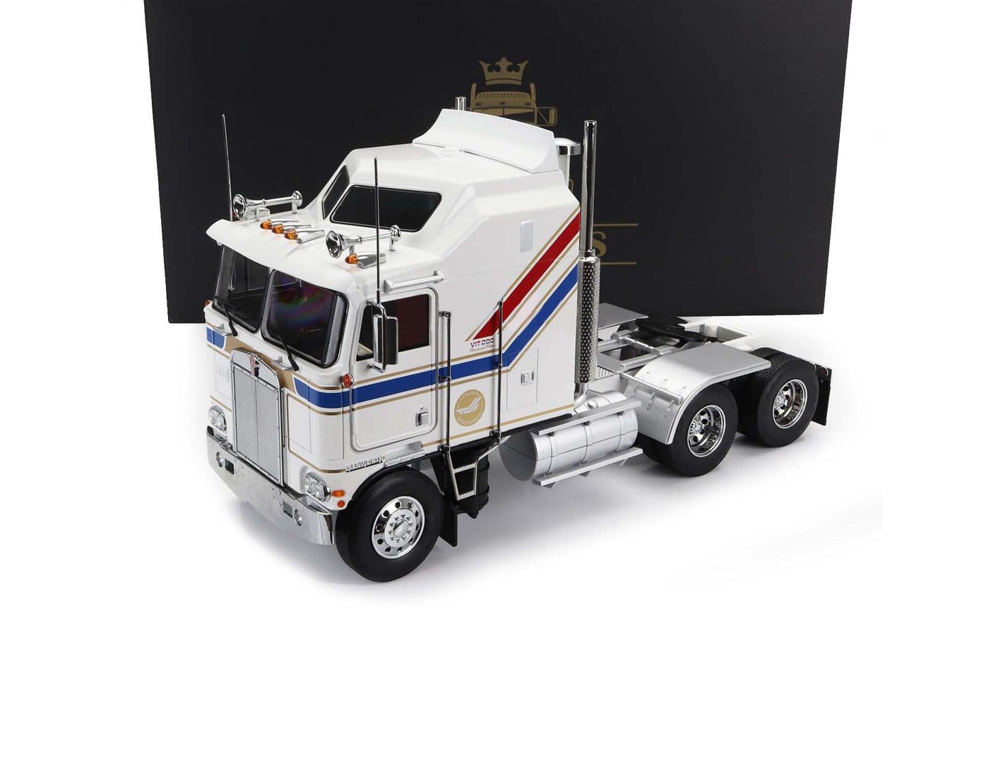 1976 KENWORTH K100 AERODYNE TRACTOR TRUCK 3-ASSI WHITE 1:64 SCALE