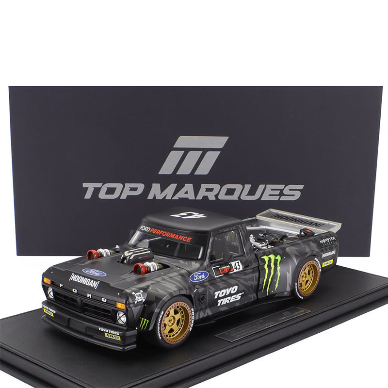 1977 FORD USA F-150 PICK-UP N# 43 HOONIGAN 2018 KEN BLOCK BLACK 1:18 SCALE