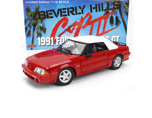 1991 FORD MUSTANG GT CONVERTIBLE RED BEVERLY HILLS COP III 1:18 SCALE