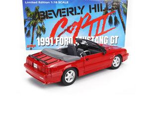 1991 FORD MUSTANG GT CONVERTIBLE RED BEVERLY HILLS COP III 1:18 SCALE