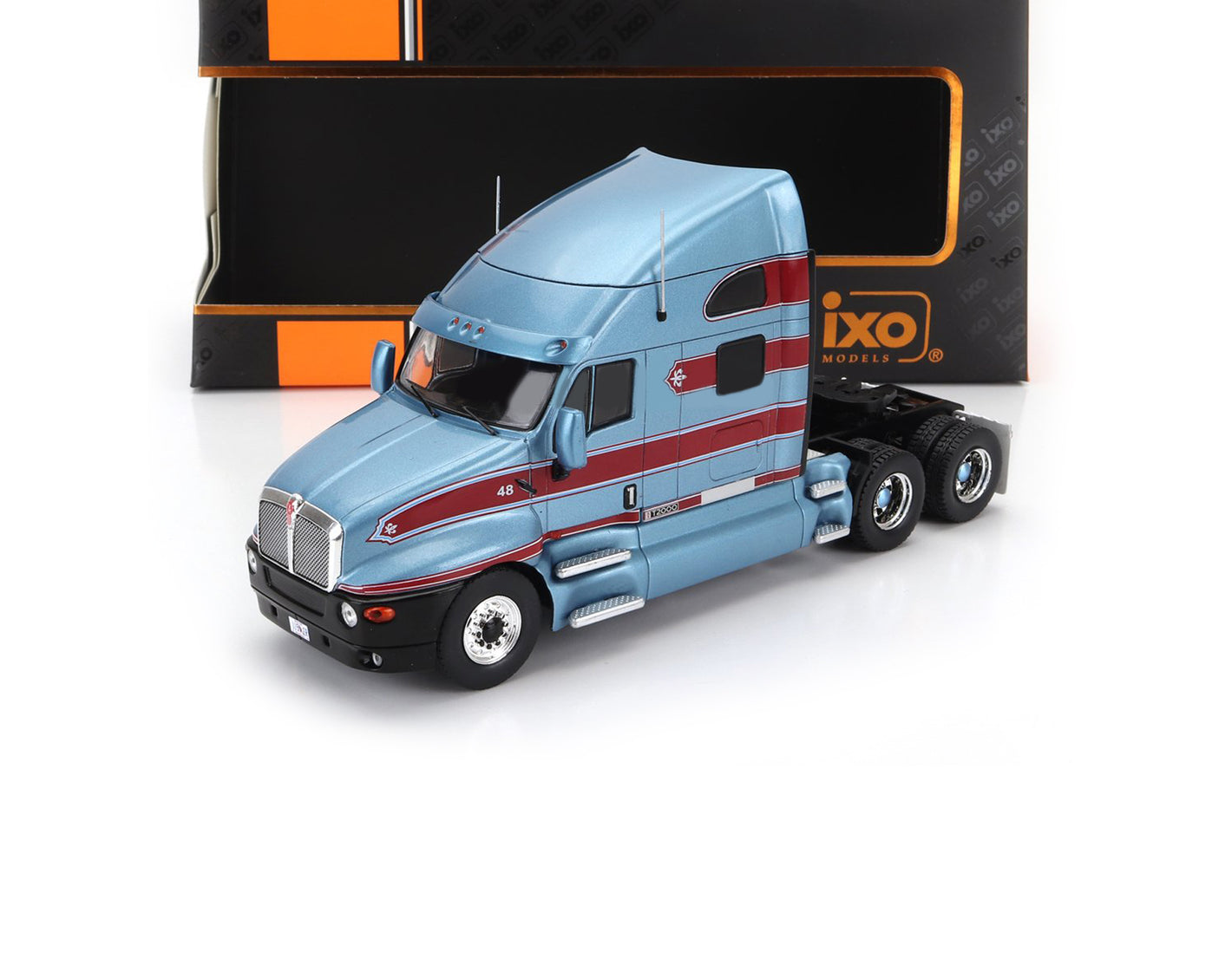 2018 KENWORTH T2000 TRACTOR TRUCK 3-ASSI BLUE METT RED 1:43 SCALE