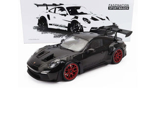 2023 PORSCHE 911 992 GT3 RS COUPE BLACK WITH RED RIMS 1:18 SCALE