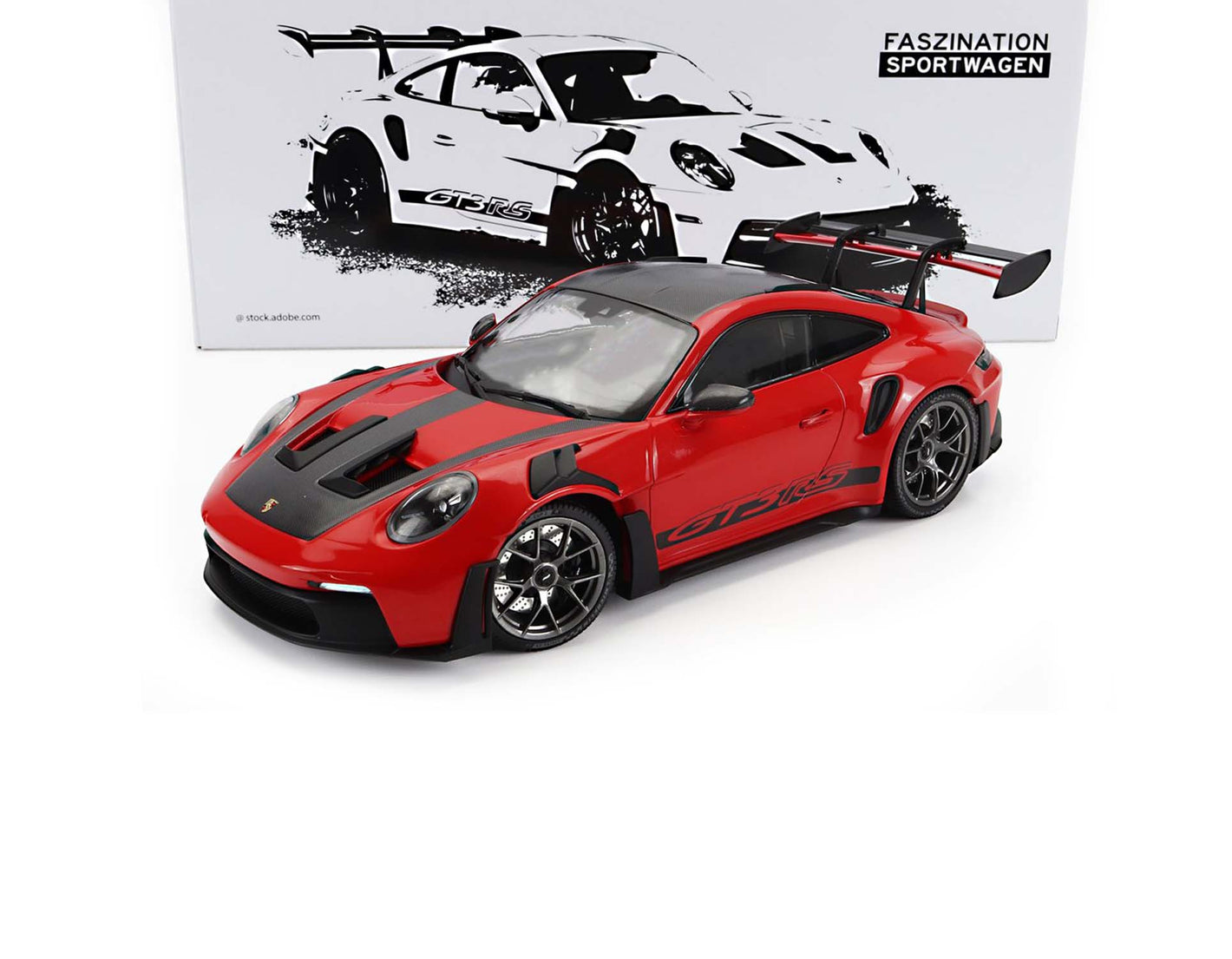 2023 PORSCHE 911 992 GT3 RS COUPE RED WITH SILVER RIMS 1:18 SCALE