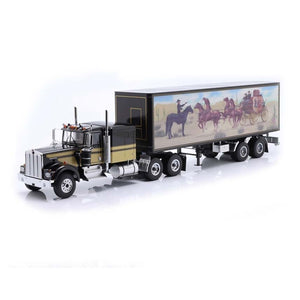 1989 KENWORTH W900 & TRAILER “SMOKEY & THE BANDIT" BLACK & GOLD STRIPS 1:18 SCALE BY ROAD KINGS "2 PIECES"