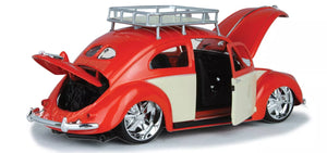 1951 VOLKSWAGEN BEETLE W/ROOF RACK ORANGE RED 1/18 DIECAST CAR BY MAISTO 32614