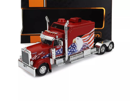 2002 PETERBILT 379 TRACTOR TRUCK 3-ASSI "AMERICAN FLAG" RED 1:43 SCALE.