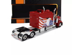 2002 PETERBILT 379 TRACTOR TRUCK 3-ASSI "AMERICAN FLAG" RED 1:43 SCALE.