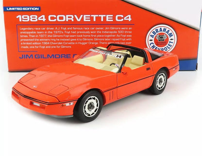 1984 CHEVROLET CORVETTE C4 ORANGE "JIM GILMORE & AJ FOYT" 1:18 GREENLIGHT 13595