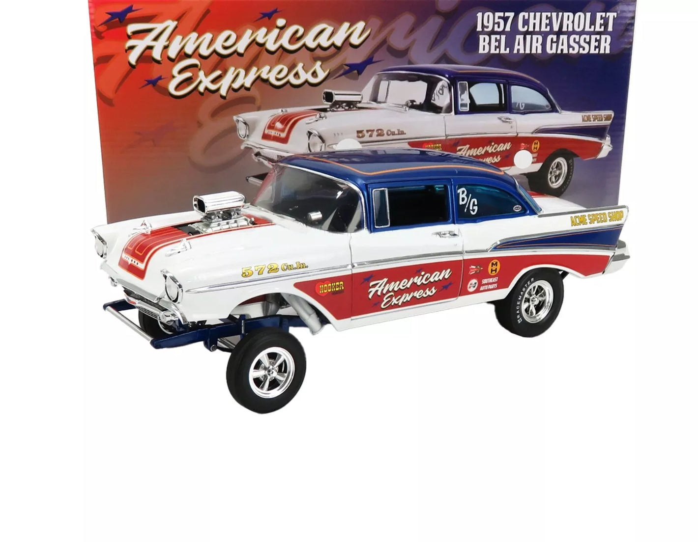 1957 CHEVROLET BEL AIR 572 GASSER CUSTOM AMERICAN EXPRESS 1:18 SCALE