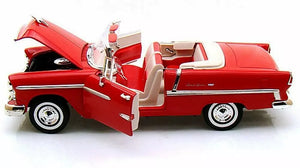 1955 CHEVROLET BEL AIR CONVERTIBLE RED SOFT TOP 1:18 MODEL CAR BY MOTORMAX 73184