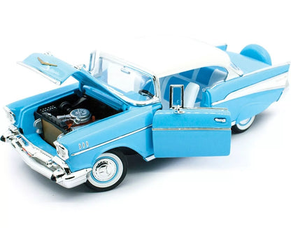 1957 CHEVROLET BEL AIR LIGHT BLUE 1:18 DIECAST MODEL CAR BY ROAD SIGNATURE 92109